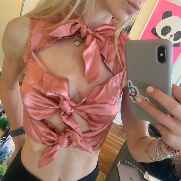 Atoir Pink Satin Crop Top - Picture 4 of 5